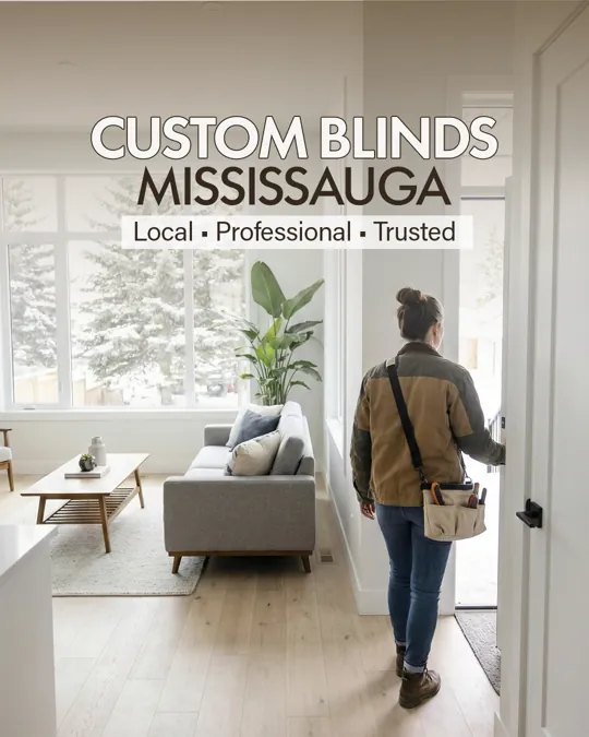 Meta ad (carousel) for home services, Mississauga: Custom blinds, done right.