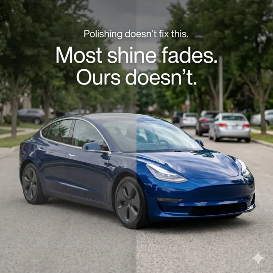 Meta ad (static) for auto care, Ontario: “Most shine fades. Ours doesn’t.”