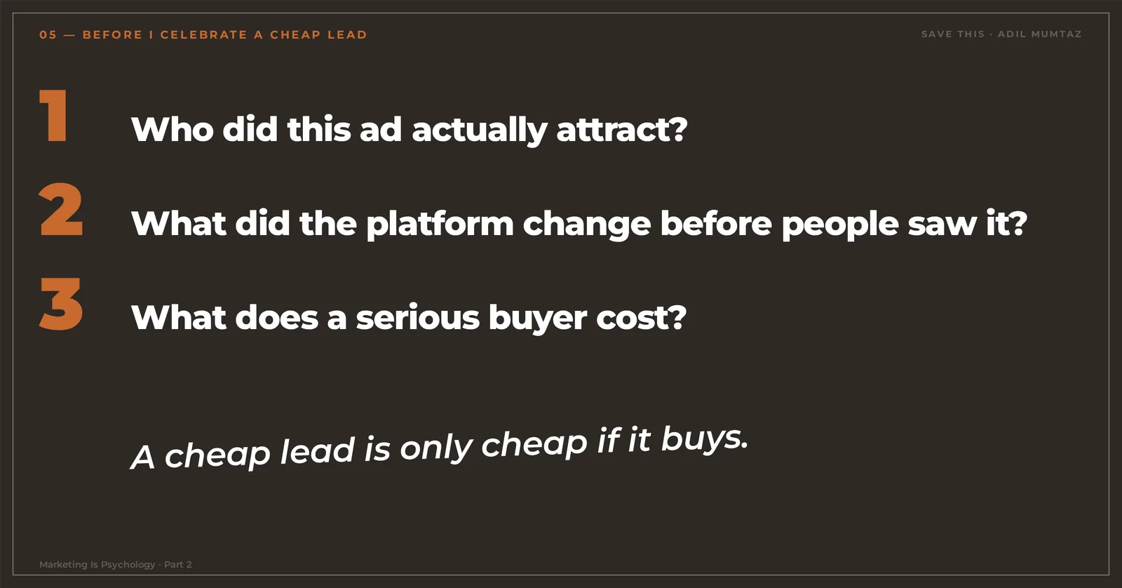 Checklist of three questions to ask before celebrating a cheap lead